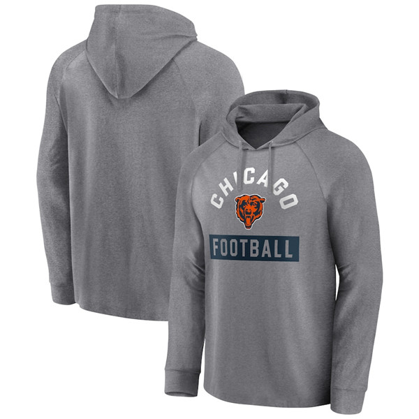 Men's Gray Chicago Bears Heathered No Time Off Raglan Pullover Hoodie